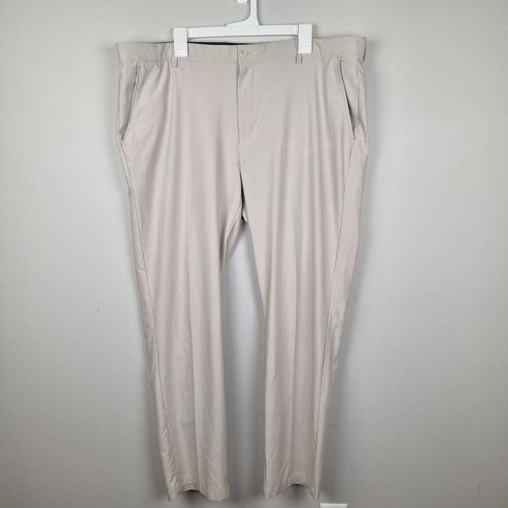 Greg Norman Mens 40x32 Khaki Chino Golf Pants Flat Front